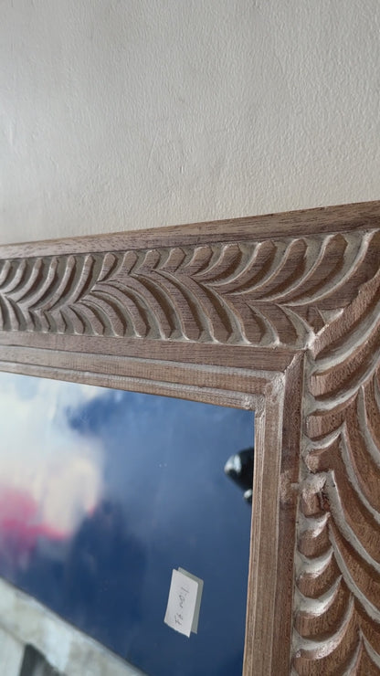 Hand Carved Mirror "Dumogi" - Natural Wash - 180 x 80 cm