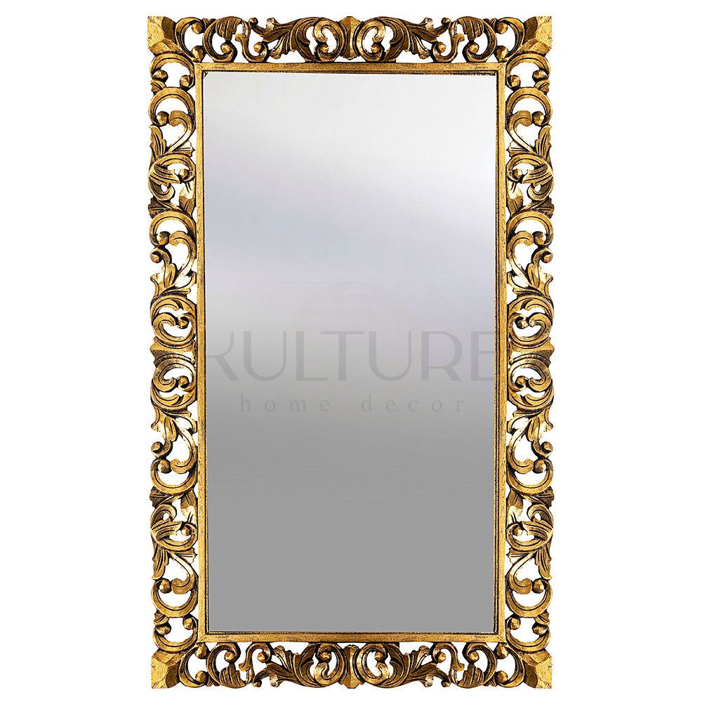 Hand Carved Mirror Cempaka Gold Wash 180 cm